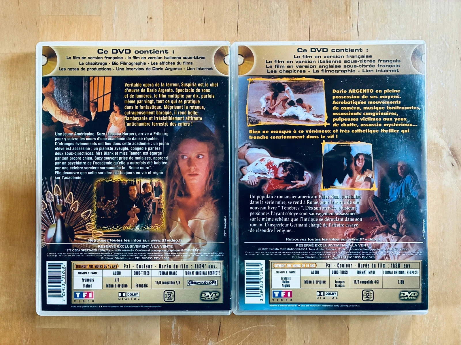 Lote 2 DVD de culto de Dario Argento: Suspiria y Ténèbres. – photo 2